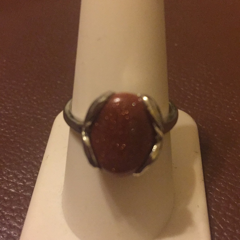 Adorable Glittering brown gold Stone silver Ring
